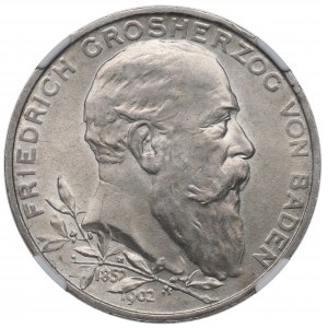 Germany, Baden, 5 mark 1902 - NGC MS61
