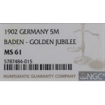 Germany, Baden, 5 mark 1902 - NGC MS61