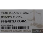 III RP, 100.000 zlotych 1990, Chopin - NGC PF69 Ultra Cameo