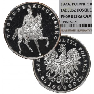 III RP, 100.000 zlotych 1990 Kosciuszko - NGC PF69 Ultra Cameo