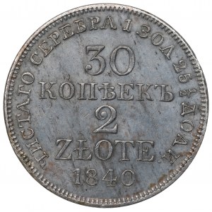 Poland under Russia, Nicholas I, 30 kopecks=2 zloty 1840