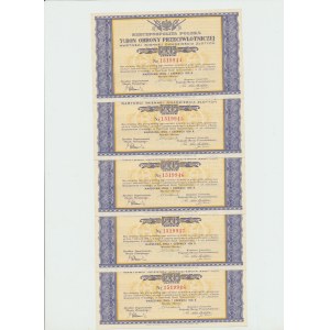 20 złotych 1939 - 3% Bon Obrony Przeciwlotniczej - Zestaw 5 egz.
