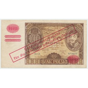 GG, 100 złotych 1934 CA. FAŁSZYWY przedruk okupacyjny