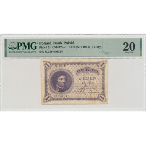 II RP, 1 złoty 28 lutego 1919 S. 23. E. - PMG 20 NUMER 000,524