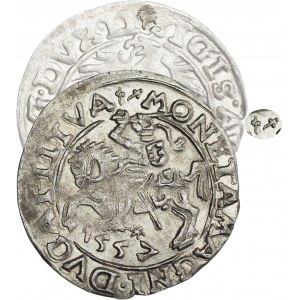 Sigismund II Augustus, Half-grosz 1557, Vilnius, Behm stamp and dots - V. RARE