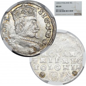 Sigismund III. Vasa, Trojak 1595 Lublin, gestempelt - EXKLUSIV