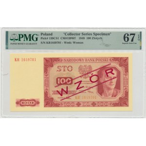 PRL, 100 złotych 1948 KR WZÓR - PMG 67EPQ