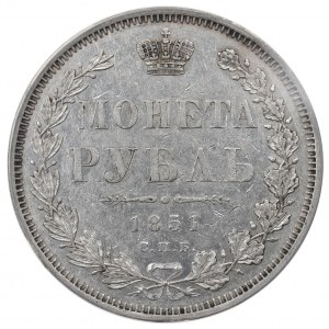 Russia, Nicholaus I, Rouble 1851 ПА - ANACS AU50