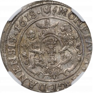 Sigismund III. Vasa, Ort 1618, Danzig - NGC AU58