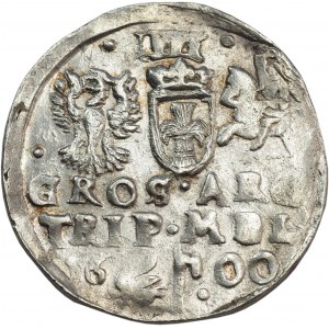 Sigismund III Vasa, Trojak 1600, Vilnius, Swan coat of arms - BEAUTIFUL (ex NGC MS62)