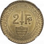 Monaco, 2 francs 1926 - NGC MS66