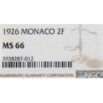 Monaco, 2 francs 1926 - NGC MS66
