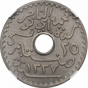 Tunisia, 25 centimes 1918 ESSAI - NGC MS65