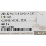Tunisia, 25 centimes 1918 ESSAI - NGC MS65