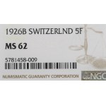 Switzerland, 5 frank 1926 - NGC MS62