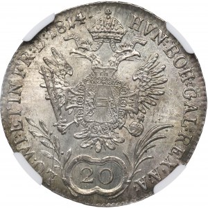 Austria, Franz I, 20 kreuzer 1814 - NGC MS64