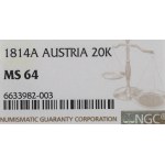 Austria, Franz I, 20 kreuzer 1814 - NGC MS64