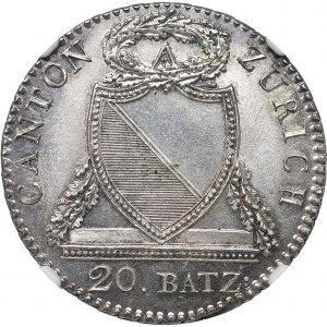 Suisse, Zurich, 20 Batzen 1813 - NGC MS64