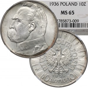 II Republic of Poland, 10 zloty 1936 Pilsudski - NGC MS65