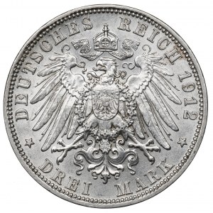 Germany, Bayern, 3 mark 1912
