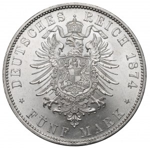 Germany, Bayern, 5 mark 1874