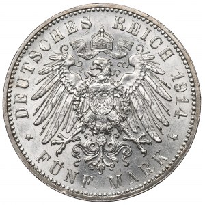 Germany, Saxony, 5 marks 1914