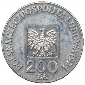 PRL, 200 złotych 1974 Mapa - Próba srebro