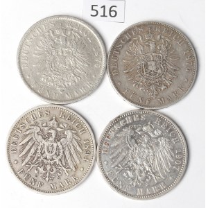 Germany, Set of 5 Marks 1876-1907