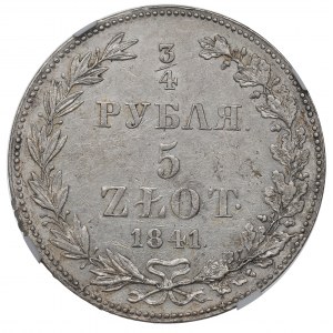 Poland under Russia, Nicholas I, 3/4 rouble=5 zloty 1840 MW - NGC AU Details