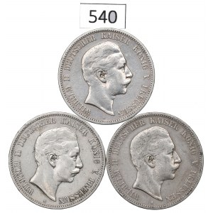 Germany, Prussia, Lot of 5 marks 1895-1902