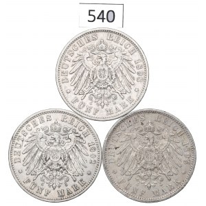 Germany, Prussia, Lot of 5 marks 1895-1902
