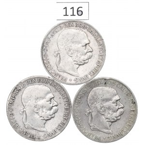 Austria, Lot of 5 crowns 1900