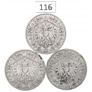Austria, Lot of 5 crowns 1900