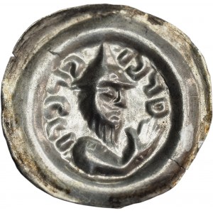 Leszek Biały(?), bracteate, Kraków, bearded figure in a Jewish hat, B&#39;RACHA TOBK - RARE