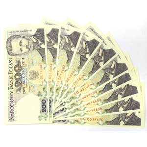 PRL, 200 złotych 1988 - część paczki bankowej