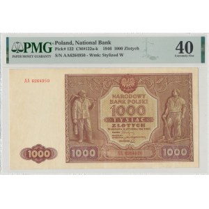 PRL, 1000 złotych 1946 AA - PMG 40