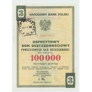 Dépôt d'un certificat d'épargne de 100 000 PLN A