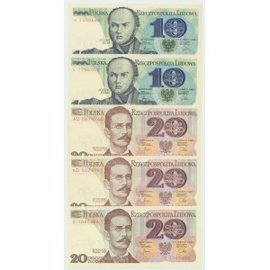 PRL, 10 und 20 Zloty 1982 - Satz von 5 Exemplaren