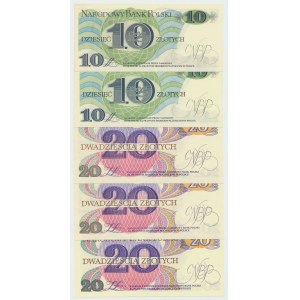 PRL, 10 und 20 Zloty 1982 - Satz von 5 Exemplaren