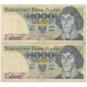 PRL, 1000 złotych 1975 N i U - zestaw 2 egz.