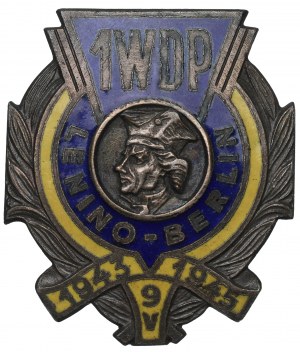 People's Republic of Poland, Badge of the 1st Warsaw Infantry Division - minted version with counterfoil
