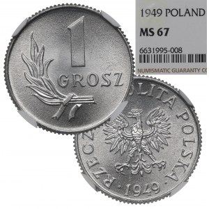 PRL, 1 grosz 1949 - NGC MS67
