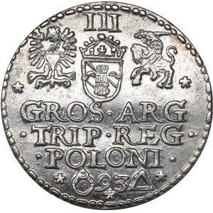 Sigismund III, 3 groschen 1593, Marienburg - NGC UNC Details