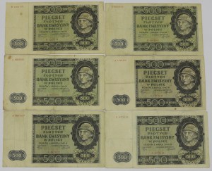GG, 500 gold 1940 - A and B - set of 6 copies.
