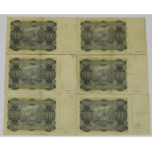 GG, 500 gold 1940 - A and B - set of 6 copies.
