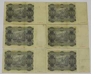 GG, 500 gold 1940 - A and B - set of 6 copies.