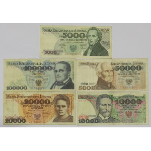 Set of 5,000-100,000 PLN 1986-90 - including VERY RARE ones