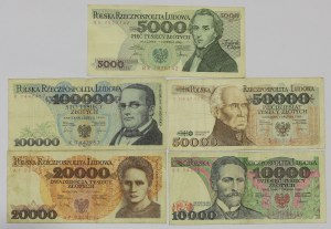 Set of 5,000-100,000 PLN 1986-90 - including VERY RARE ones