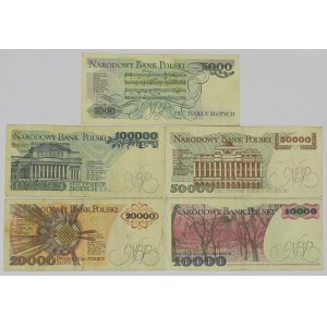 Set of 5,000-100,000 PLN 1986-90 - including VERY RARE ones