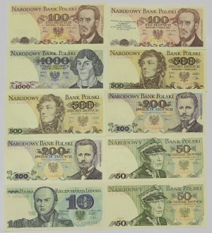People's Republic of Poland, Set of 10-1,000 Gold 1982-88
